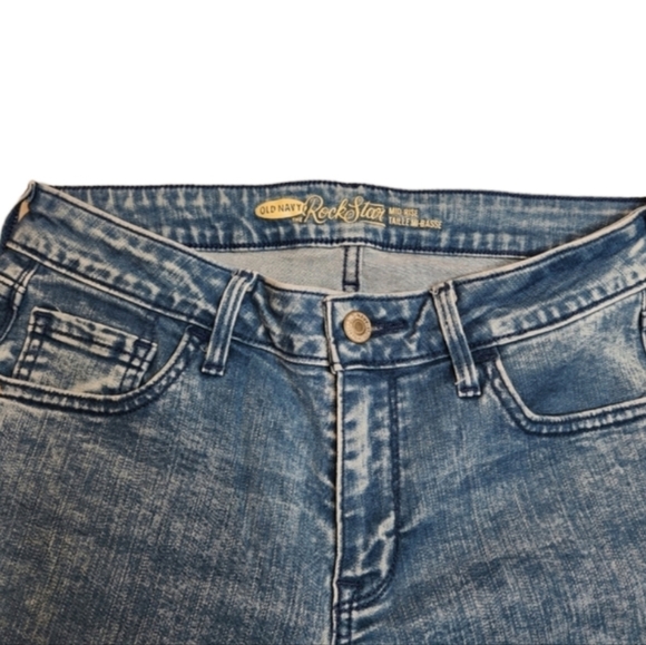 Old Navy Womens 6 Jeans Denim Mid-Rise Acid Wash The Rockstar Distressed Retro - Picture 2 of 4